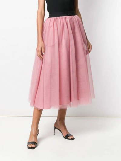 Shop Msgm Tulle Midi Skirt In Pink