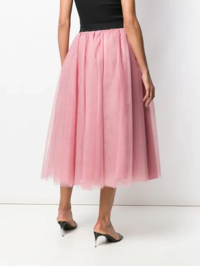 Shop Msgm Tulle Midi Skirt In Pink