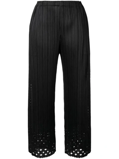 Shop Issey Miyake Pleats Please By  Cropped Pleated Trousers - Black