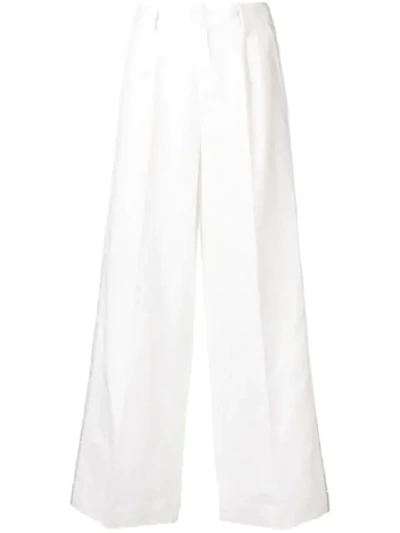 Shop Forte Forte Side Panel Wide Leg Trousers In White