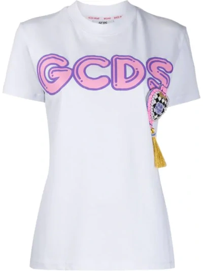 Shop Gcds Logo Print Pendant T-shirt In White