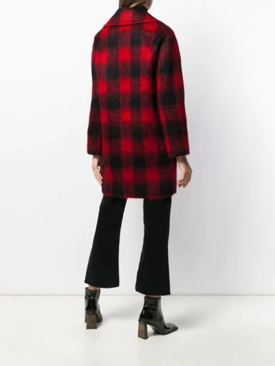 Shop Tagliatore Checked Cocoon Coat In Red