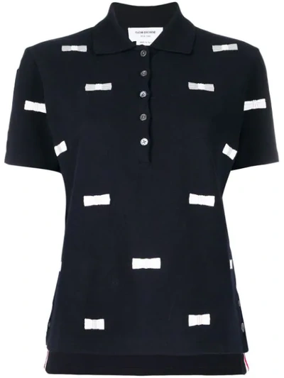 THOM BROWNE RELAXED FIT BOW EMBROIDERY POLO - 蓝色