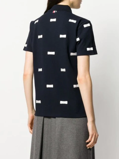 Shop Thom Browne Bow Embroidery Polo In Blue