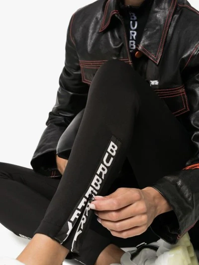 Shop Burberry Logo Print Performance Leggings In Black