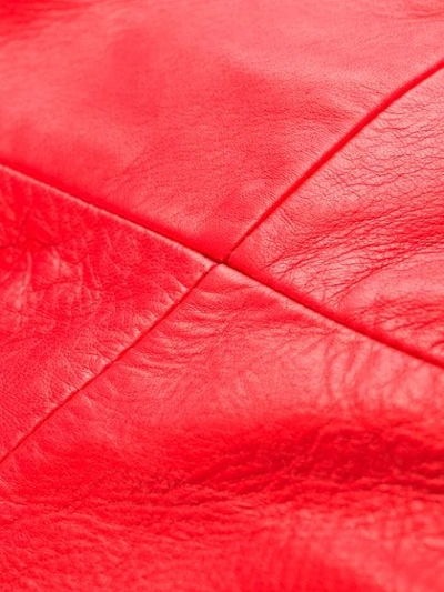 Shop Giorgio Armani Diagonal Zip Biker Jacket In Red