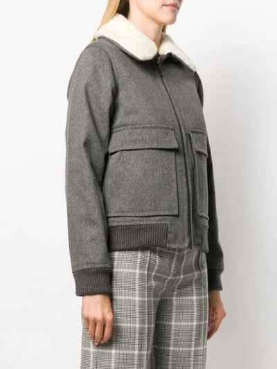 Shop A.p.c. Faux Fur Collar Jacket In Grey