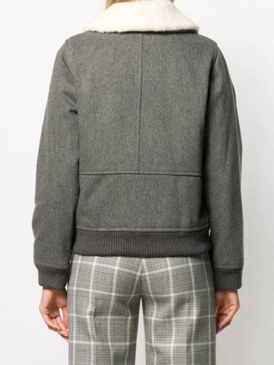Shop A.p.c. Faux Fur Collar Jacket In Grey