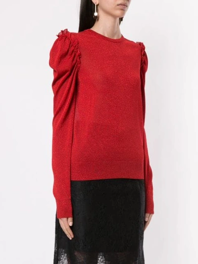 Shop Dolce & Gabbana Ruched Sleeve Jumper In Red