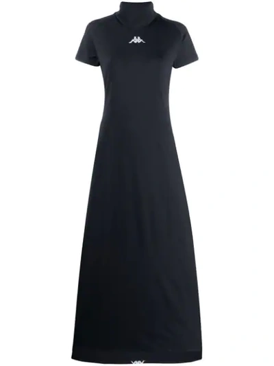 Shop Kappa Logo Short-sleeve Maxi Dress In Black