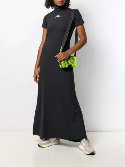 Shop Kappa Logo Short-sleeve Maxi Dress In Black