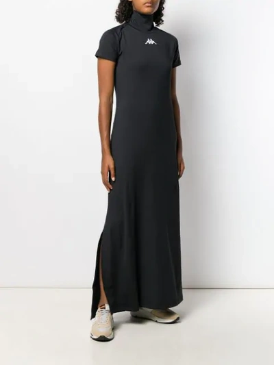 Shop Kappa Logo Short-sleeve Maxi Dress In Black