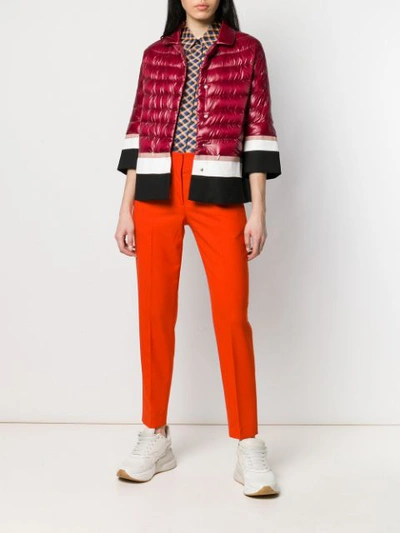 Shop Herno Striped Padded Jacket In Red