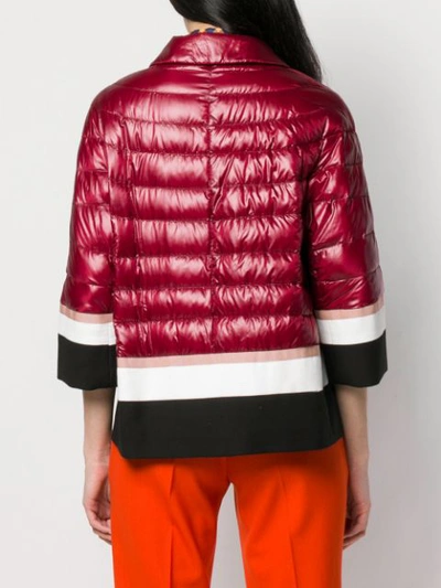 Shop Herno Striped Padded Jacket In Red