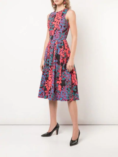 Shop Carolina Herrera Floral Print Midi Dress In Black