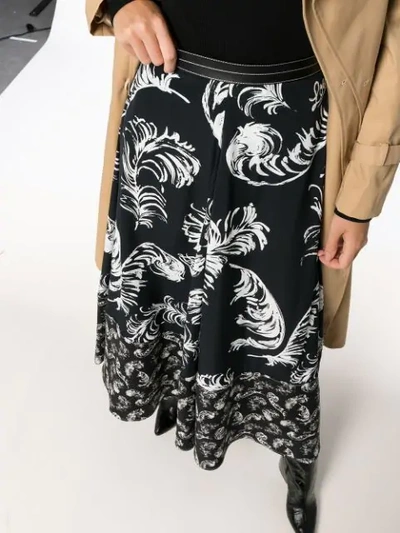 Shop Loewe Feather Printed Maxi-skirt In Black