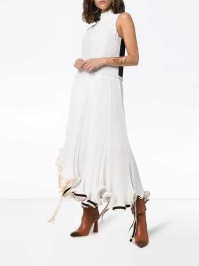 Shop Loewe Jellyfish Curled-hem Plissé Dress In White