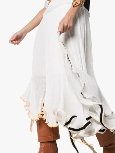 Shop Loewe Jellyfish Curled-hem Plissé Dress In White