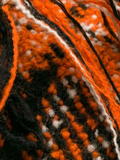 Shop Marni Plaid Fringe Coat In Orange
