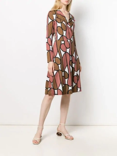 Shop Diane Von Furstenberg Long-sleeved Printed Dress In Neutrals