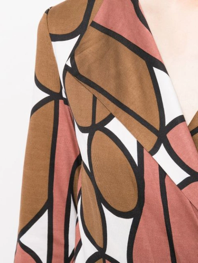 Shop Diane Von Furstenberg Long-sleeved Printed Dress In Neutrals