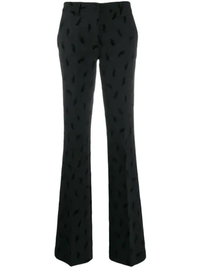 Shop P.a.r.o.s.h. Lightning Bolt Print Trousers In 013 Nero