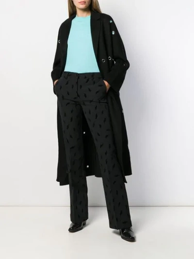 Shop P.a.r.o.s.h Lightning Bolt Print Trousers In 013 Nero