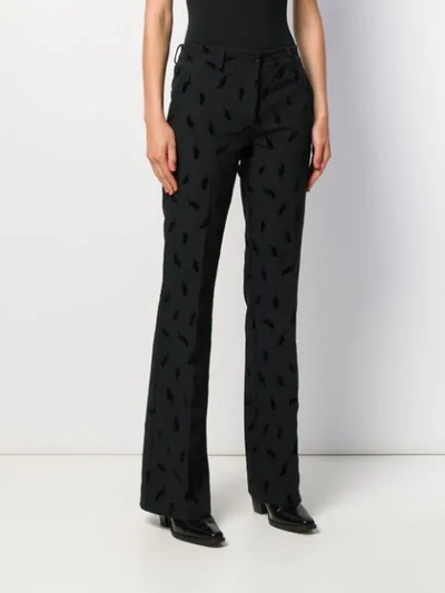 Shop P.a.r.o.s.h. Lightning Bolt Print Trousers In 013 Nero