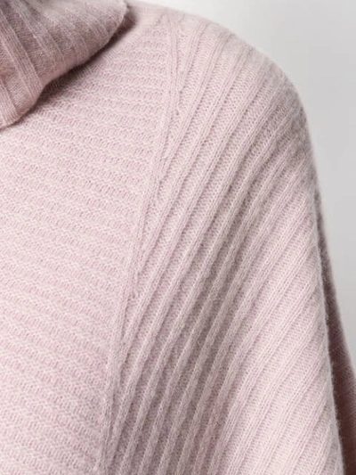 Shop Pringle Of Scotland Short-length Ribbed Poncho In Pink