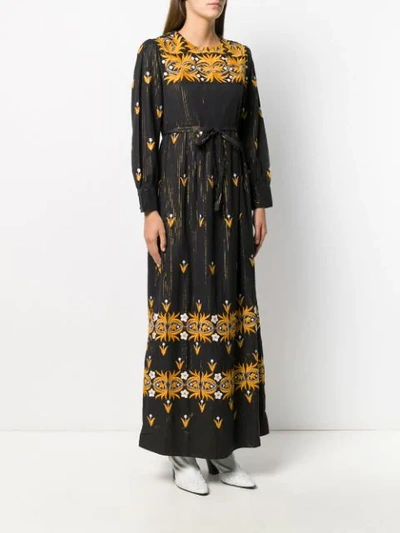 Shop Antik Batik Embroidered Cotton Maxi Dress In Black