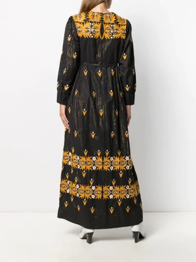 Shop Antik Batik Embroidered Cotton Maxi Dress In Black