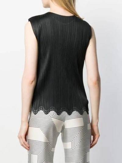 Shop Issey Miyake Pleated Design Blouse In Black