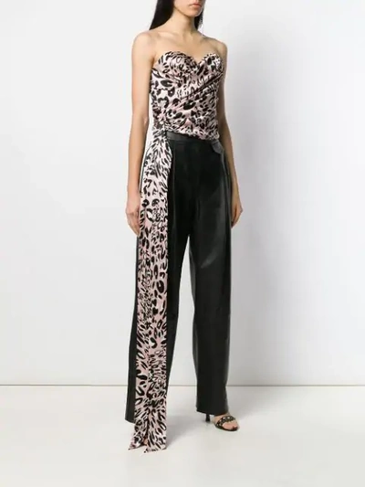Shop Alexandre Vauthier Strapless Leopard Print Top In Pink