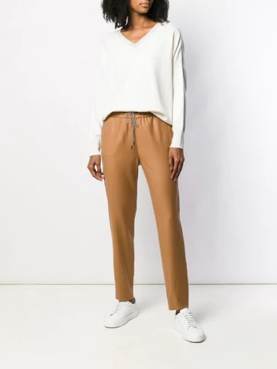 Shop Fabiana Filippi Drawstring Track Trousers In Neutrals