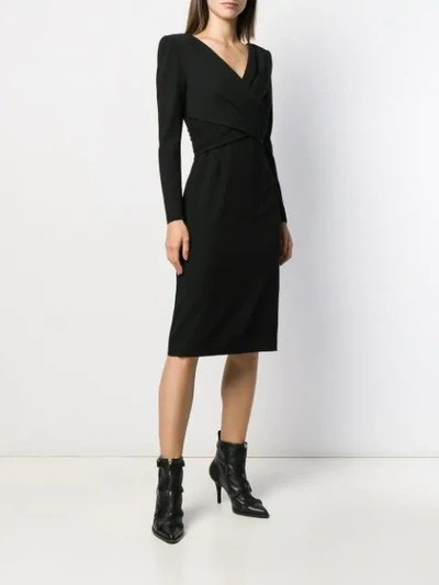 Shop Alexander Mcqueen Draped Midi Dress In Black