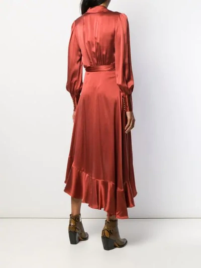 Shop Zimmermann Asymmetric Wrap Dress  In Rouge
