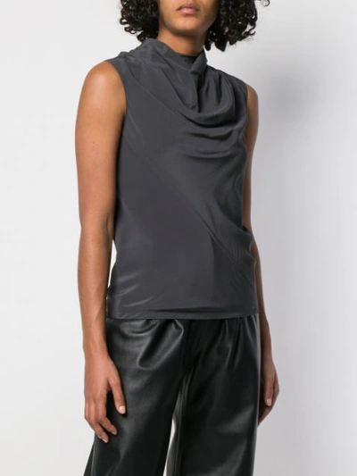 Shop Rick Owens Draped Neck Tank Top In Grey