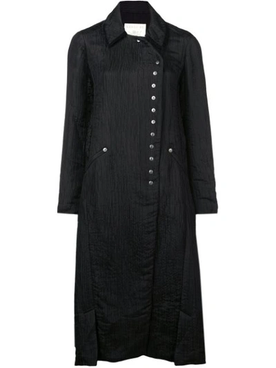 Shop Renli Su Crinkled Design Coat In Black