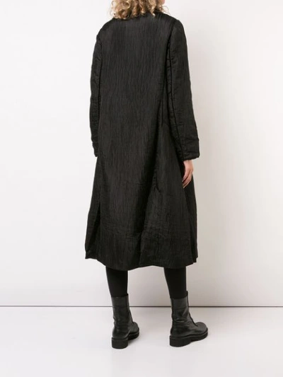 Shop Renli Su Crinkled Design Coat In Black