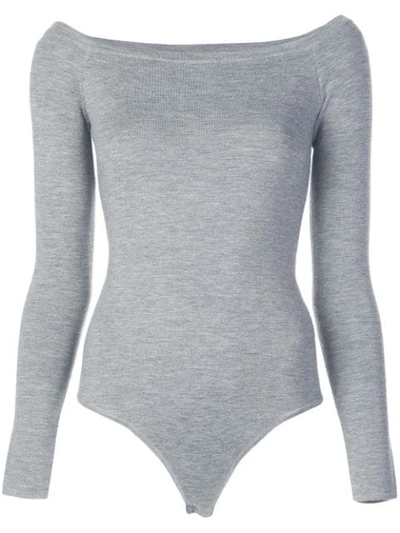 Shop Gabriela Hearst Fitted Off-the-shoulder Bodysuit In Grey
