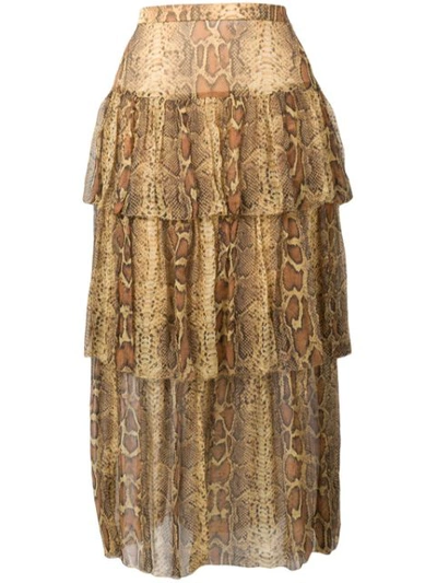Shop Zimmermann Snakeskin Print Skirt In Brown