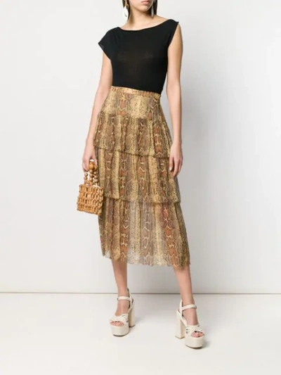 Shop Zimmermann Snakeskin Print Skirt In Brown