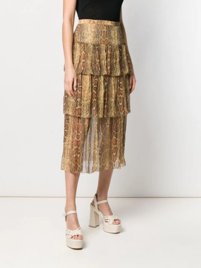 Shop Zimmermann Snakeskin Print Skirt In Brown