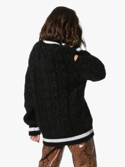 Shop Balmain Chunky Cable-knit Sweater In Black
