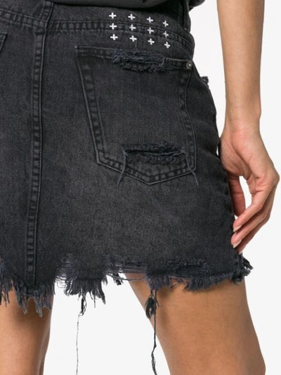 Shop Ksubi Mini Moss Distressed Denim Mini Skirt In Black