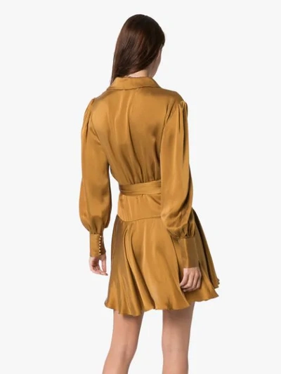 Shop Zimmermann Wrap-around Mini Dress In Bronze