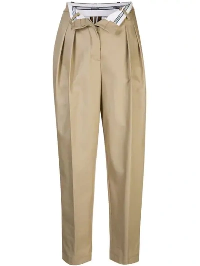 Shop Alexander Wang Flipped Waistband Carrot Trousers In Brown