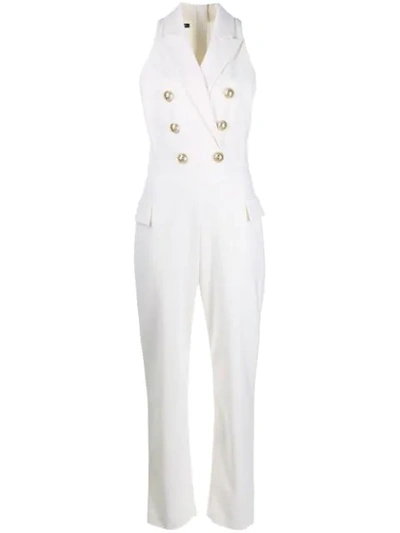 BALMAIN DOUBLE-BREASTED JUMPSUIT - 白色