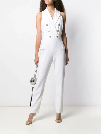 BALMAIN DOUBLE-BREASTED JUMPSUIT - 白色