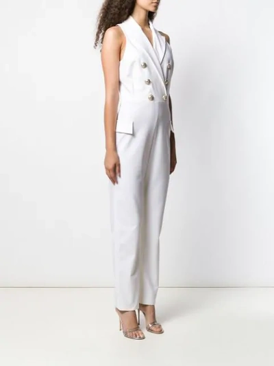Shop Balmain Double-breasted Jumpsuit In White
